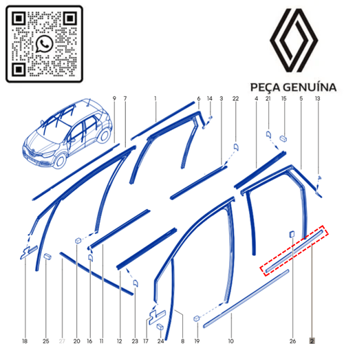 RN 13735R 828213735R Pestana Externa Porta Traseira Esquerda Captur Zen 1.6 2018 4
